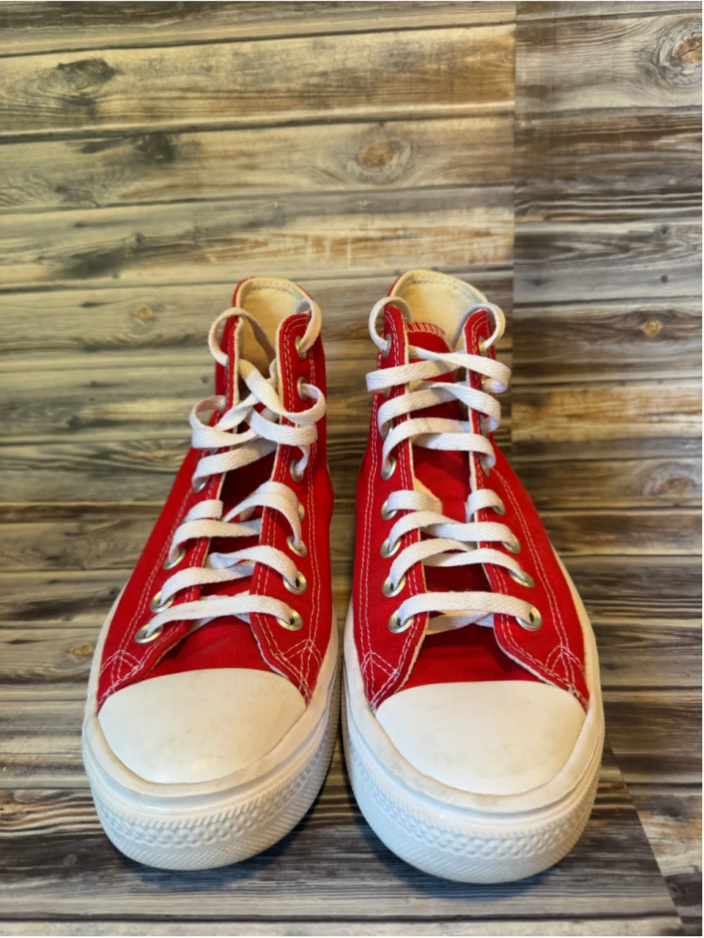 Converse CHUCK TAYLOR ALL STAR MOVE HI red platform sneakers womens 7.5